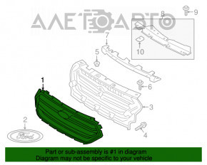 Решетка радиатора grill Ford Escape MK3 17-19 рест черн с хромом без эмблемы