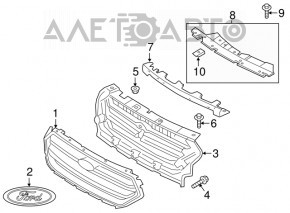 Решетка радиатора grill Ford Escape MK3 17-19 рест черн с хромом без эмблемы