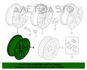 Roată de 19 inch pentru Ford Escape MK3 13-19 tip 2, cu jantă.