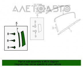 Panoul lateral spate stânga al ușii Mazda 6 13-17 față