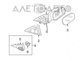 Зеркало боковое левое Mazda6 03-08 3 пина, белое