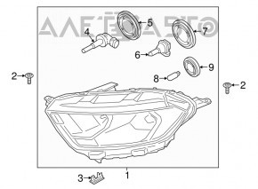 Far dreapta față goală Ford Ecosport 18-22 halogen