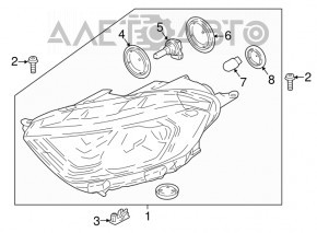 Far stânga față asamblată Ford Ecosport 18-22 halogen, lumină, LED DRL