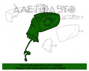 Зеркало боковое правое Ford Ecosport 18-22 7 пинов, черный G1, поворотник, BSM