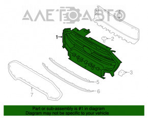 Grila radiatorului Ford Ecosport 18-22, complet cu emblema, argintie.