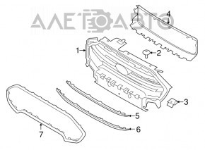 Решетка радиатора grill Ford Ecosport 18-22 в сборе с эмблемой, серебро