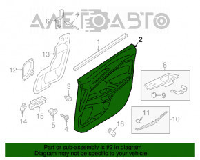 Capacul ușii dreapta față Ford Ecosport 18-22 negru cu inserție bej, cotieră din material bej, placă gri.