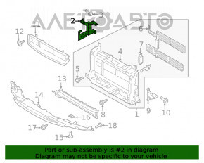 Suportul drept al deflectorului radiatorului pentru jaluzele Ford Ecosport 18-22 2.0, partea superioară