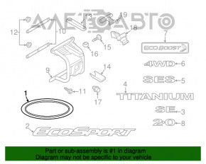 Эмблема значок двери багажника Ford Ecosport 18-22 под запаску
