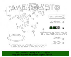 Emblema cu inscripția SES pentru ușa portbagajului Ford Ecosport 18-22