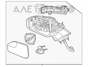 Oglindă laterală stângă Lincoln MKZ 13-16, 16 pini, BSM, cameră, auto-întunecare, semnalizare, bej+crom