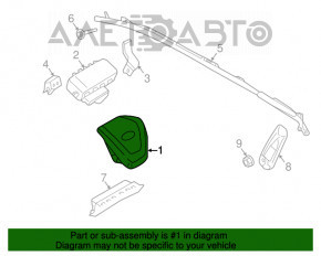 Airbag-ul de siguranță în volanul șoferului Ford Edge 19 - negru, zgâriat, cartuș ruginit.