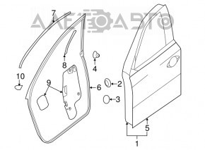 Ușa goală din față stânga pentru Nissan Pathfinder 13-20 cu ornamente cromate, de culoare albastră RBG, mâner.