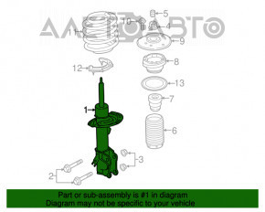 Стойка амортизатора в сборе передняя правая Ford Fusion mk5 13-20 1.5T, 2.5, ржавая