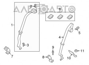 Centura de siguranță centrală spate pentru Ford Fusion mk5 17-20, neagră.