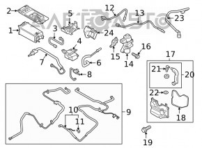 Supapă de ventilație a rezervorului de combustibil Ford Fusion mk5 17-20 hibrid, plug-in fără furtune