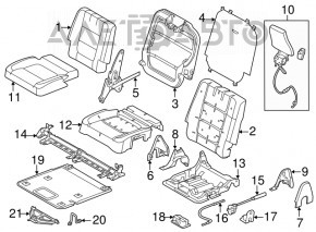 Rândul din spate al scaunelor, al treilea rând, pentru Ford Explorer 16-19, este tapițat cu material textil negru, sub protecție chimică, ruginit.