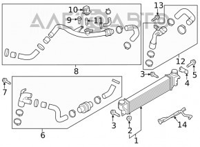 Tubul de intercooler stânga pentru Ford Edge 19- 2.7T, complet asamblat