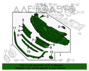 Grila radiatorului Mazda CX-5 15-16, completă cu emblemă, crăpată, suport rupt, zgârieturi, nisip