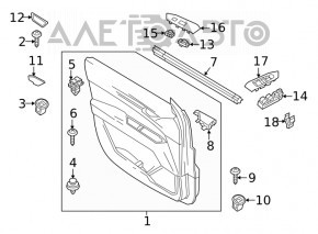 Capacul usii, cartela frontala stanga Mazda CX-5 17- cu insertie neagra din material textil, cotiera din piele neagra