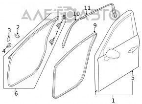 Уплотнитель дверного проема передний левый Mazda CX-5 17-