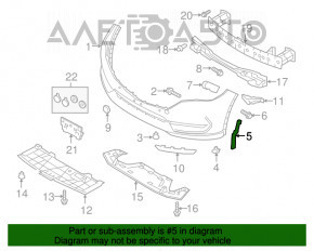 Suportul de prindere a aripii din partea dreapta a bara de protectie fata Mazda CX-5 17-