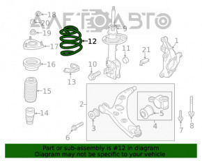 Arcul de suspensie din față dreapta Mazda CX-5 17- awd, rigiditate albă, portocalie, albastră.