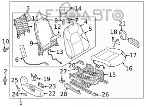 Scaun de pasager Mazda CX-5 17- piele grand touring cu airbag, gri, manual