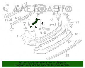 Suportul pentru bara spate dreapta de pe aripa Ford Edge 19-