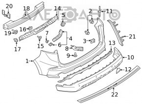 Suportul pentru bara spate dreapta de pe aripa Ford Edge 19-