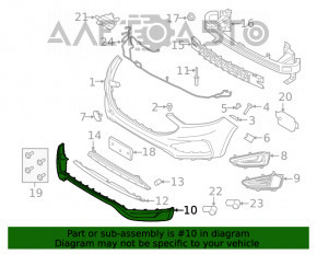 Buza inferioară a bara frontală Ford Edge 19- structură, zgârieturi, prindere ruptă