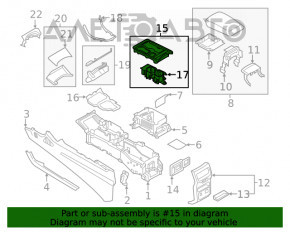 Capacul consolei centrale cu suport pentru pahar Ford Edge 19- negru, cu senzori de parcare