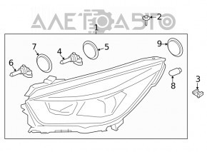 Farul din față dreapta goală Ford Escape MK4 20- halogen