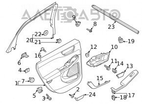 Capacul ușii cardului din spate dreapta Ford Escape MK4 20-22 negru cu piele bej.