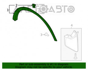 Capacul aripii spate dreapta Ford Escape MK4 20- structura, punct de fixare rupt