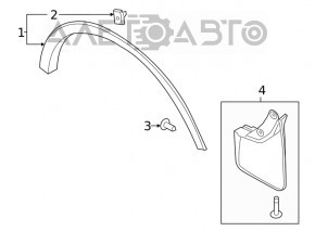 Capacul aripii spate dreapta Ford Escape MK4 20- structura, punct de fixare rupt