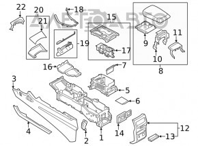 Consola centrală cu cotieră pentru Ford Edge 19- neagră, Titanium, cotiera din piele, zgârieturi