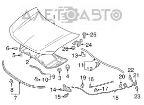 Bucla capotei stânga Mitsubishi Outlander 14-21 nouă OEM originală