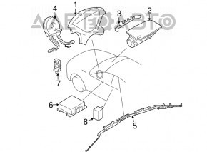 Подушка безопасности airbag в руль водительская Mitsubishi Galant 04-06 черн, дефект эмблемы