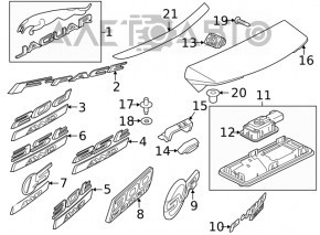 Capacul butonului de deschidere a portbagajului Jaguar F-Pace X761 17-20 sub cameră