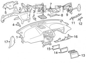 Torpedo cu airbag frontal pentru Jaguar F-Pace X761 17-20, maro.