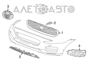 Grila radiatorului Jaguar F-Pace X761 17-20 cu emblema, sub radar, negru lucios