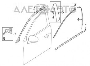 Moldură ușă-sticlă față centrală stânga Mazda CX-9 16- crom