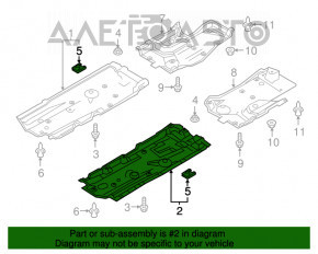 Protecția inferioară față stânga Mazda CX-5 13-16 are o fisură și zgârieturi