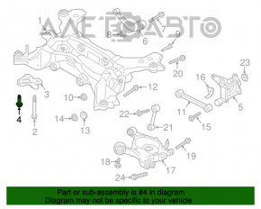 Şuruburile de fixare a suportului spate al şasiului, 4 bucăţi, Lincoln MKZ 13-20, 120 mm.