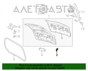 Bara de capota stanga Ford Escape MK3 13-19 pe capota, tip 2