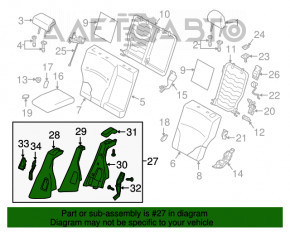 Capac lateral pentru scaunele din spate dreapta Subaru Outback 15-19, material textil negru, zgârieturi fine