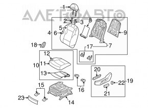 Водительское сидение Hyundai Sonata 11-15 с airbag, электро, комбинированное черн