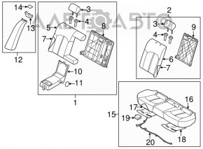 Capac lateral pentru scaunele din spate stânga Hyundai Sonata 15-17, material textil gri, potrivit pentru curățare chimică