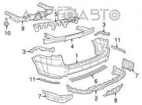 Губа заднего бампера Dodge Durango 14- структура, под фаркоп, под 1 выхлоп